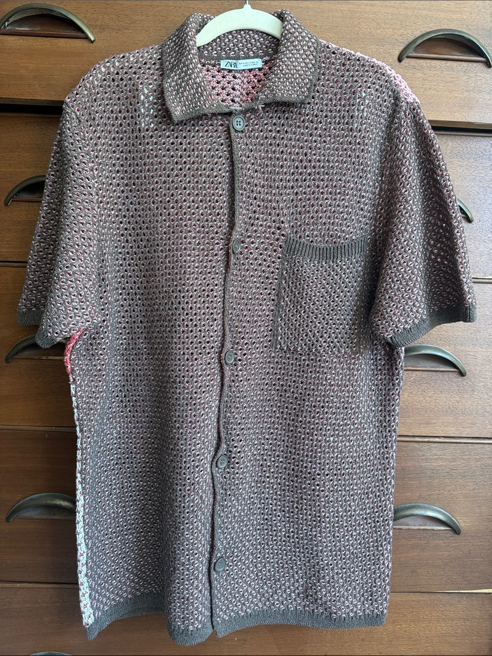 Zara Western themed Crochet Button Front Polo